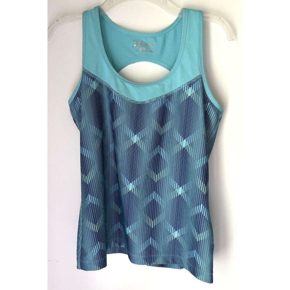 Xersion Performance Wear Tank Top Sz. Lg. Built In Bra Blue Athletic Workout #12